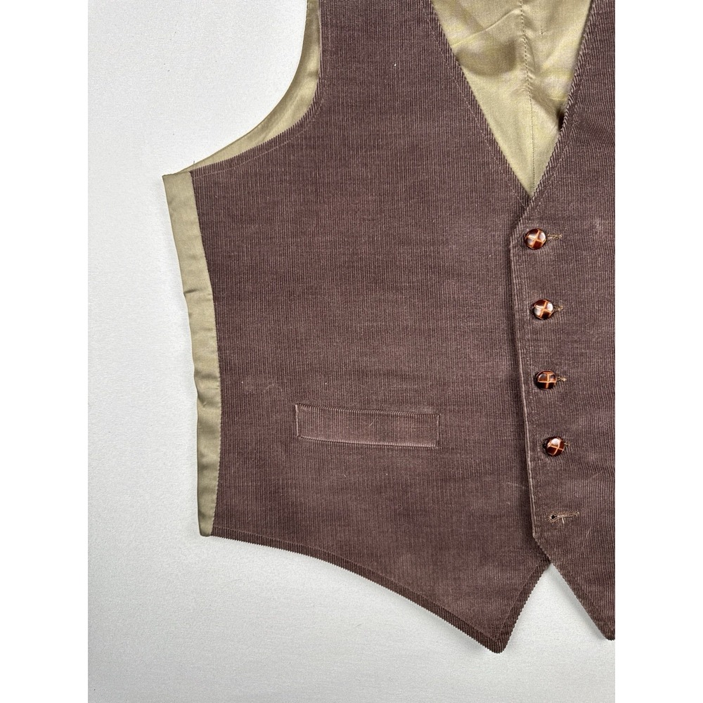 Vintage Levi's Menswear Corduroy Vest Brown Western Ranchwear Large - Picture 3 of 8